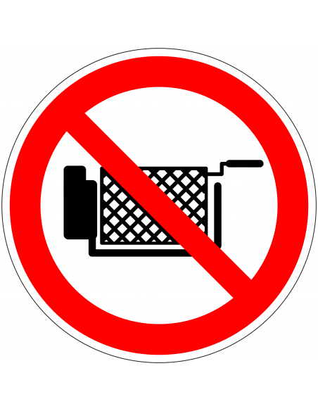 Verboden te frituren bord, rood wit, rond, symbool frituurpan met rode streep