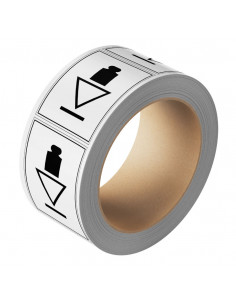 Topzwaar sticker op rol, zelfklevende folie, zwart wit, vierkant