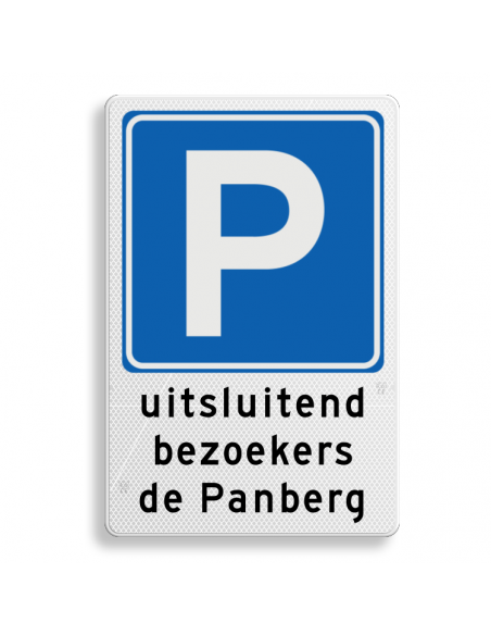 Parkeerbord met eigen tekst, aluminium DOR, blauw wit, rechthoekig