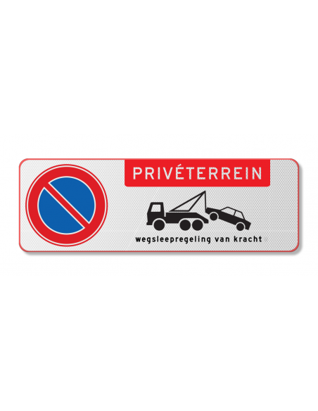 Verkeersbord prive terrein wegsleepregeling, aluminium DOR, rechthoekig