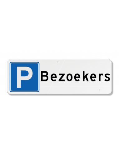 Parkeerbord bezoekers, aluminium DOR, blauw wit, rechthoekig