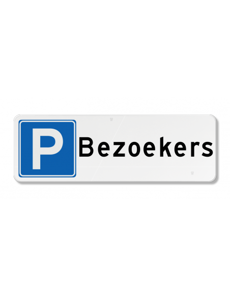 Parkeerbord bezoekers, aluminium DOR, blauw wit, rechthoekig