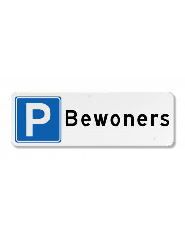 Parkeerbord bewoners, aluminium DOR, blauw wit, rechthoekig