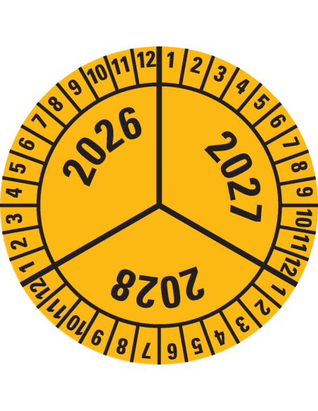 Keuringssticker met 3 jaartallen - 40 mm - 10 per vel, 2026-2028