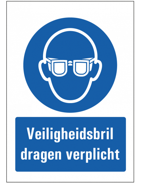 Veiligheidsbril dragen verplicht bord met tekst