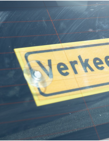 Verkeersregelaar bordje met zuignapjes, reflecterend, geel zwart, rechthoekig