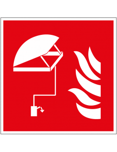 Rookluik sticker, rood wit, vierkant, symbool rookluik dat opengezet kan worden met rode achtergrond