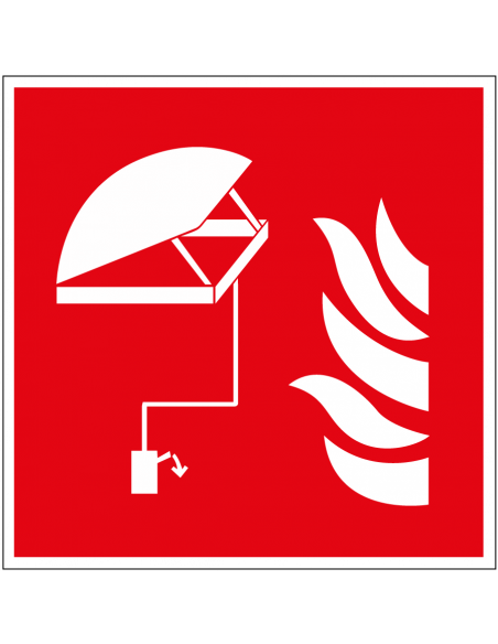 Rookluik sticker, rood wit, vierkant, symbool rookluik dat opengezet kan worden met rode achtergrond