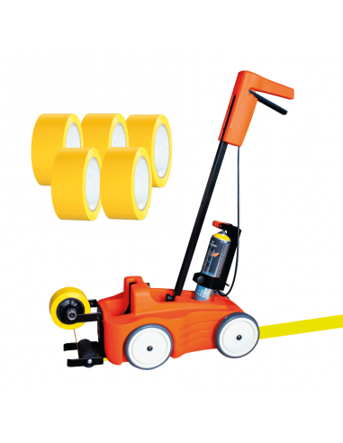 Soppec Driver lijnentrekker met tape applicator 5 rollen gele markeertape