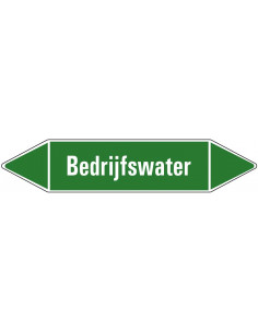 Bedrijfswater leidingmarkering op vel, groen wit, Nederlandse tekst proceswater, stroomrichting leiding water