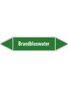 Brandbluswater leidingmarkering op vel, groen wit, Nederlandse tekst brandbluswater, stroomrichting leiding water
