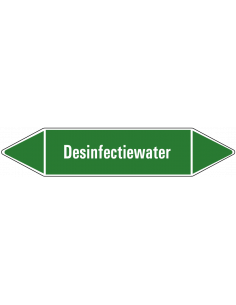Desinfectiewater leidingmarkering op vel, groen wit, Nederlandse tekst desinfectiewater, stroomrichting leiding water