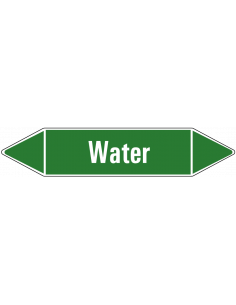 Water leidingmarkering op vel, groen wit, Nederlandse tekst water , stroomrichting leiding water
