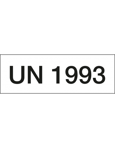 UN 1993 sticker, zeewaterbestendig op rol, zwart wit, rechthoekig, tekst un 1993