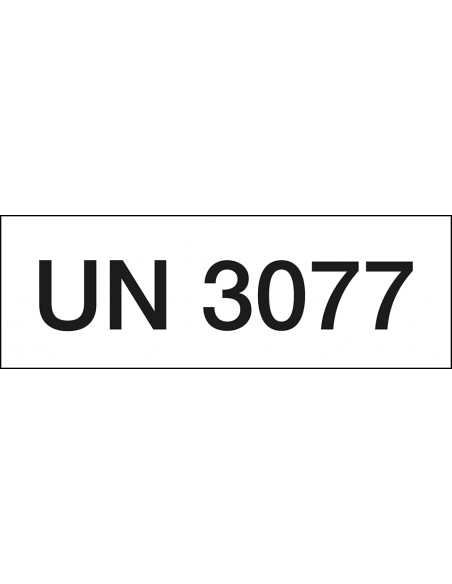 UN 3077 sticker, zelfklevend papier, 500 op rol, zwart wit, rechthoekig, tekst un 3077