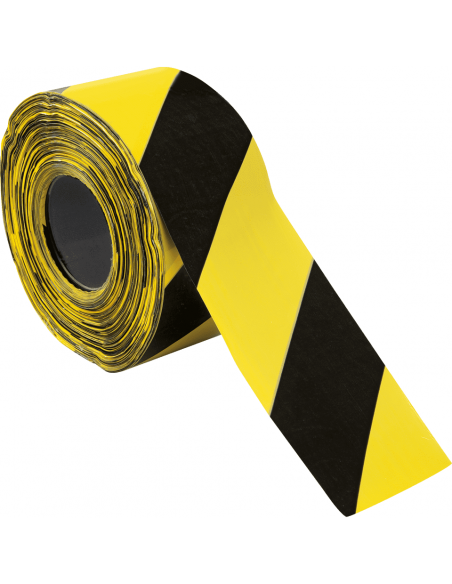 Afzetlint met schuine strepen, geel zwart, 500 meter