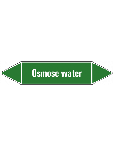 Osmose leidingmarkering op vel, groen wit, Nederlandse tekst osmose, stroomrichting leiding water