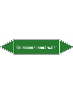 Bluswater leidingmarkering op vel, groen wit, Nederlandse tekst bluswater, stroomrichting leiding water