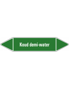 Kanaalwater leidingmarkering op vel, groen wit, Nederlandse tekst kanaalwater, stroomrichting leiding water