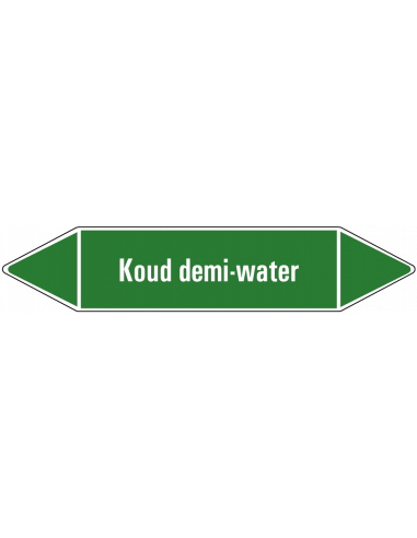 Kanaalwater leidingmarkering op vel, groen wit, Nederlandse tekst kanaalwater, stroomrichting leiding water