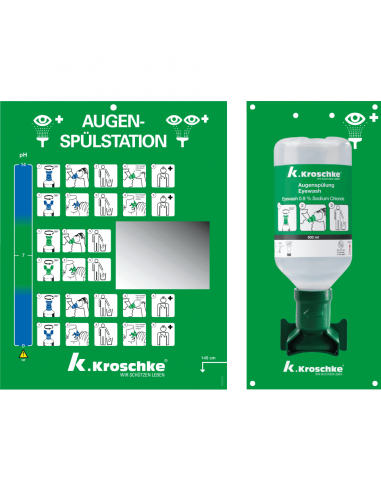 Plum oogspoelstation Single, 500 ml, groen, met instructiebord