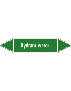 Hydrant water leidingmarkering op vel, groen wit, Nederlandse tekst hydrant water, stroomrichting leiding water
