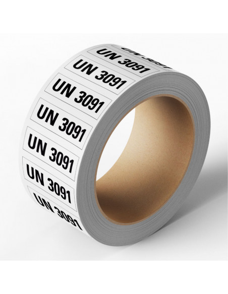 UN 3091 sticker, zeewaterbestendig op rol, zwart wit, rechthoekig, tekst un 3091