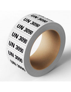 UN 3090 sticker, zeewaterbestendig op rol, zwart wit, rechthoekig, tekst un 3090