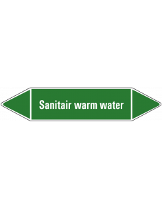 Putwater leidingmarkering op vel, groen wit, Nederlandse tekst putwater, stroomrichting leiding water