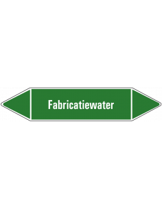 Fabricatiewater leidingmarkering op vel, groen wit, Nederlandse tekst fabricatiewater, stroomrichting leiding water