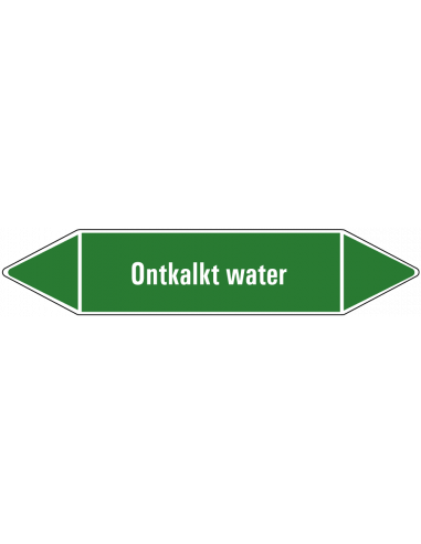 Torenwater leidingmarkering op vel, groen wit, Nederlandse tekst torenwater, stroomrichting leiding water