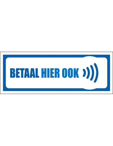 Betaal hier ook contactloos bord, kunststof, blauw wit, rechthoekig