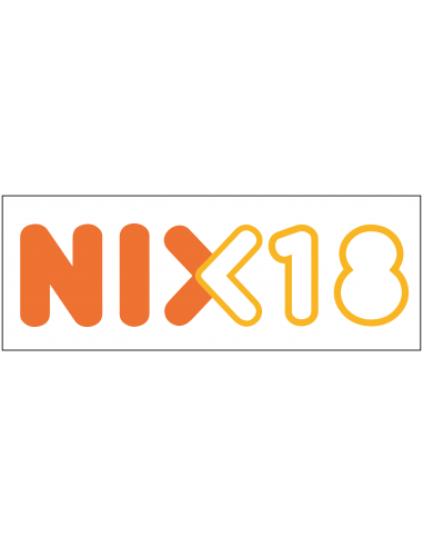 Nix 18 bord, oranje wit, rechthoekig, symbool nix onder de 18