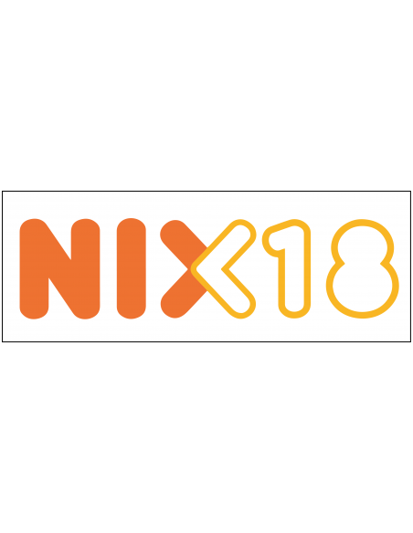 Nix 18 bord, oranje wit, rechthoekig, symbool nix onder de 18