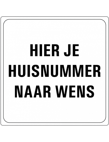 Huisnummer sticker naar wens, zwart wit, vierkant