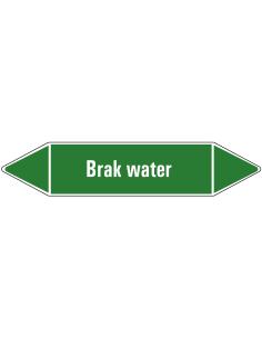 Brak water leidingmarkering op vel, groen wit, Nederlandse tekst brak water, stroomrichting leiding water