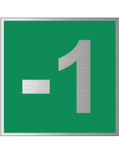 Verdieping -1 bord, geborsteld aluminium, groen grijs, vierkant, begane grond