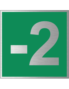 Verdieping -2 bord, geborsteld aluminium, groen grijs, vierkant, begane grond