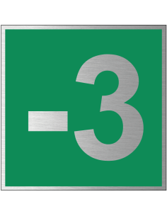 Verdieping -3 bord, geborsteld aluminium, groen grijs, vierkant, begane grond