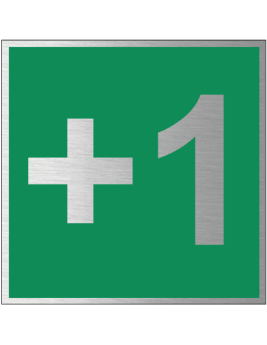 Verdieping 1 bord, geborsteld aluminium, groen grijs, vierkant, begane grond