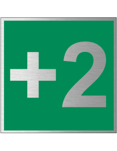 Verdieping 2 bord, geborsteld aluminium, groen grijs, vierkant, begane grond