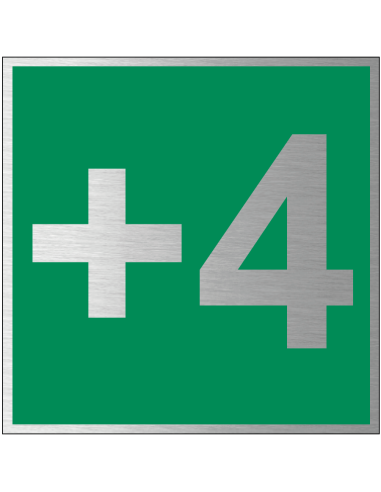 Verdieping 4 bord, geborsteld aluminium, groen grijs, vierkant, begane grond