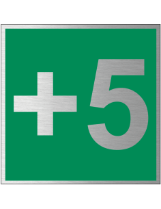 Verdieping 5 bord, geborsteld aluminium, groen grijs, vierkant, begane grond