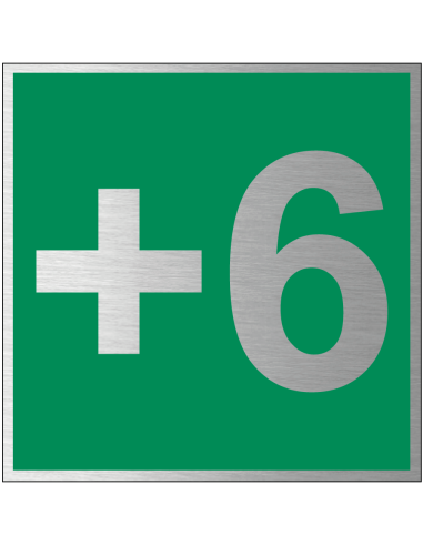 Verdieping 6 bord, geborsteld aluminium, groen grijs, vierkant, begane grond