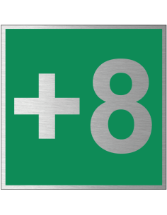 Verdieping 8 bord, geborsteld aluminium, groen grijs, vierkant