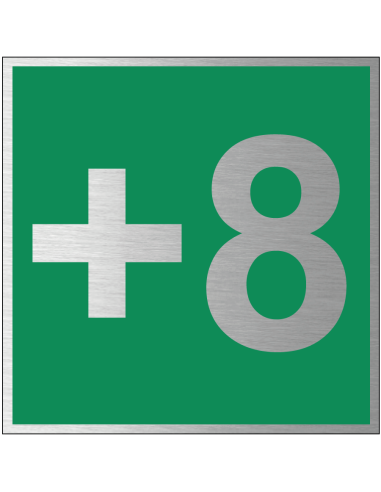 Verdieping 8 bord, geborsteld aluminium, groen grijs, vierkant