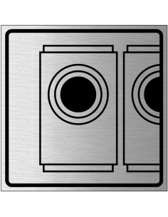 Wasruimte wasmachine bord, geborsteld aluminium, grijs zwart, symbool wasmachine