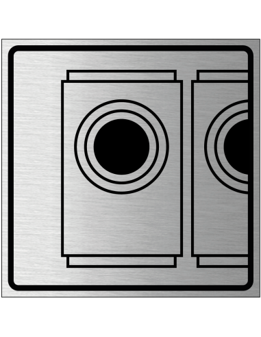 Wasruimte wasmachine bord, geborsteld aluminium, grijs zwart, symbool wasmachine