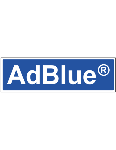 AdBlue sticker, 100 x 30 mm, blauw wit met tekst AdBlue, rechthoek