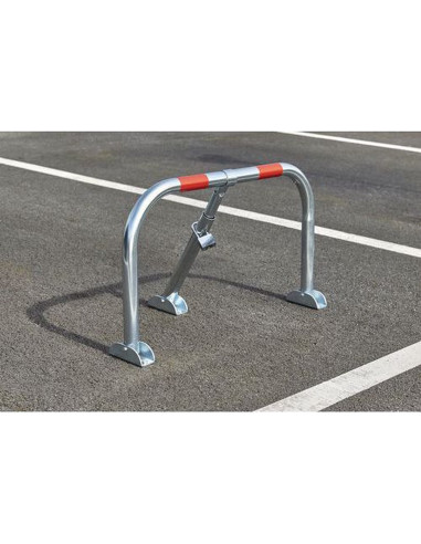 Parkeerbeugel met slot, neerklapbaar, zilver rood